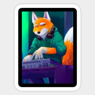 Fox at the DJ booth Sticker